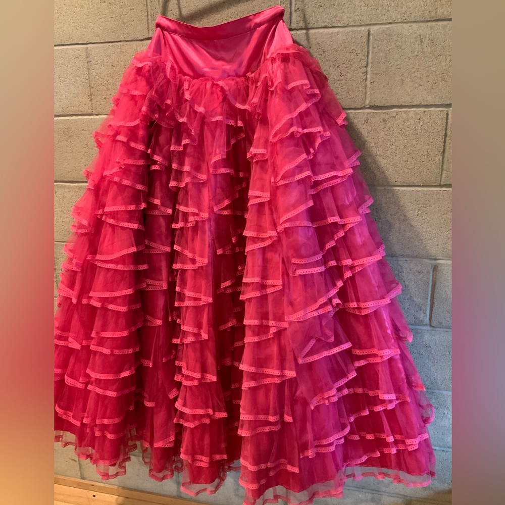Vibrant Pink Layered Maxi Skirt